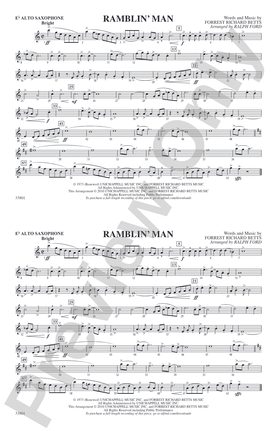 Ramblin' Man: E-flat Alto Saxophone