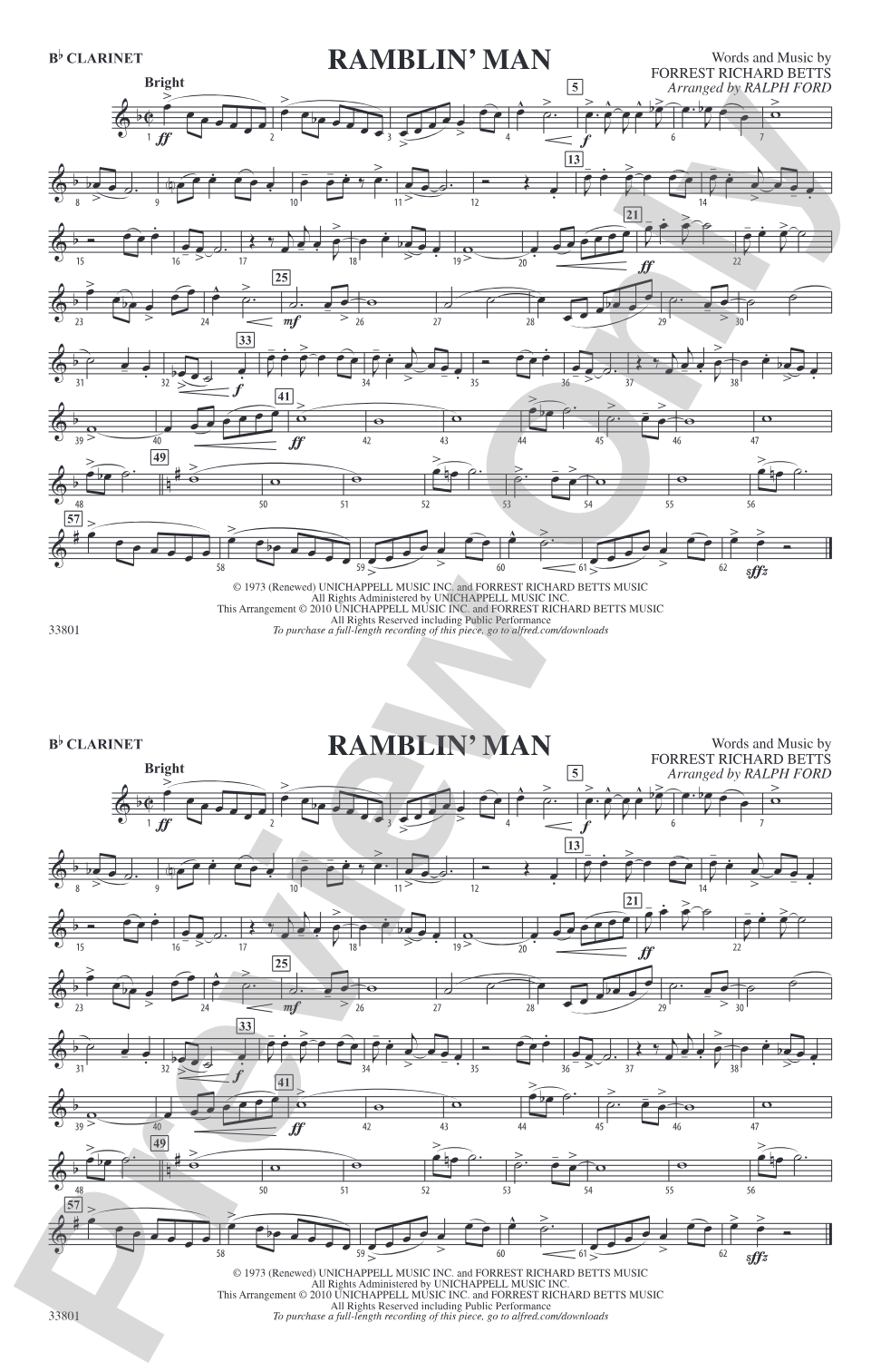 Ramblin' Man: 1st B-flat Clarinet