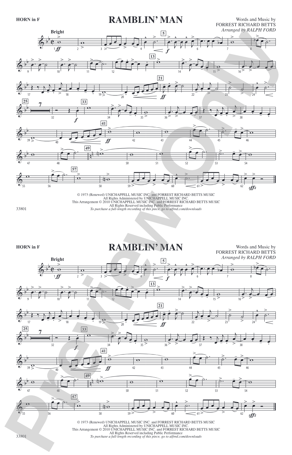 Ramblin' Man: 1st F Horn