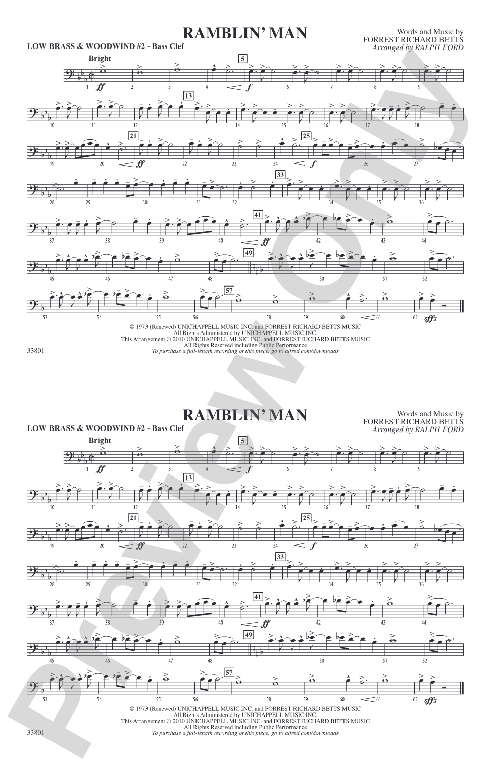 Ramblin' Man: Low Brass & Woodwinds #2 - Bass Clef