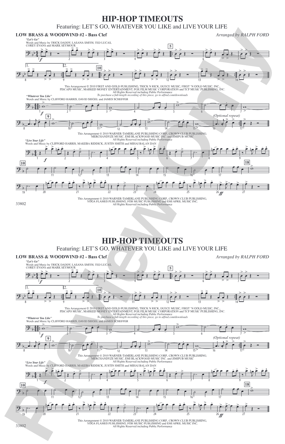 Hip-Hop Timeouts: Low Brass & Woodwinds #2 - Bass Clef