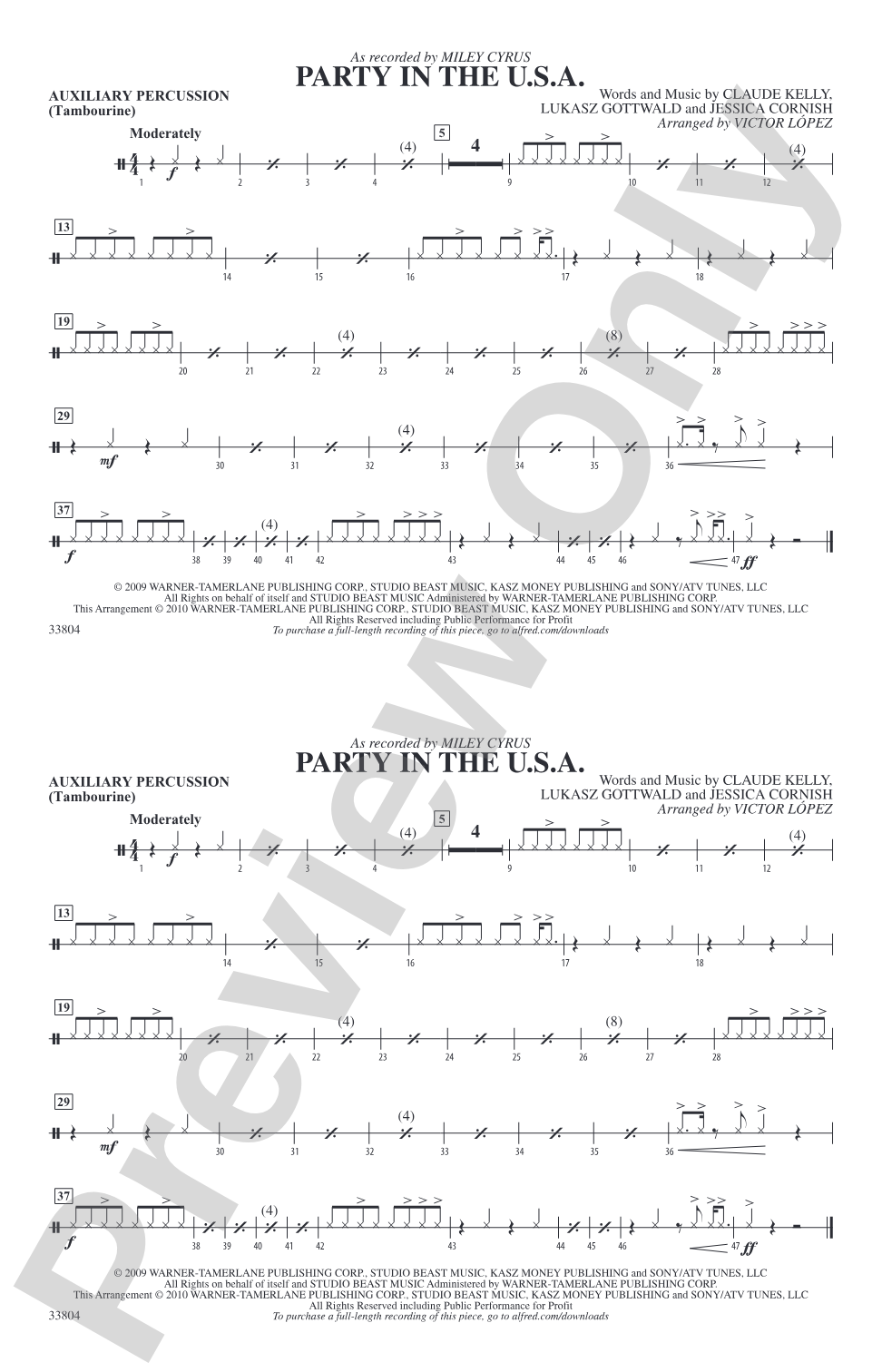 Party in the U.S.A.: Auxiliary Percussion