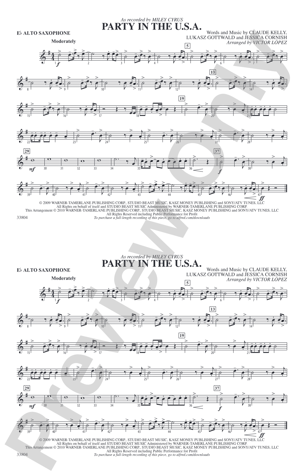 Party in the U.S.A.: E-flat Alto Saxophone