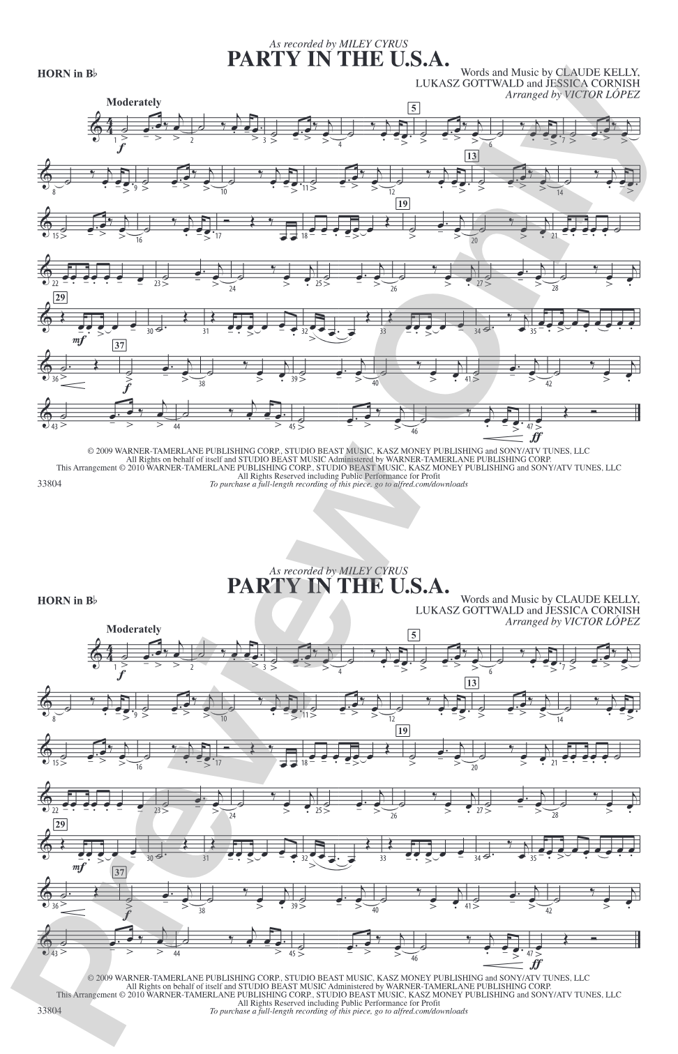 Party in the U.S.A.: Horn in B flat