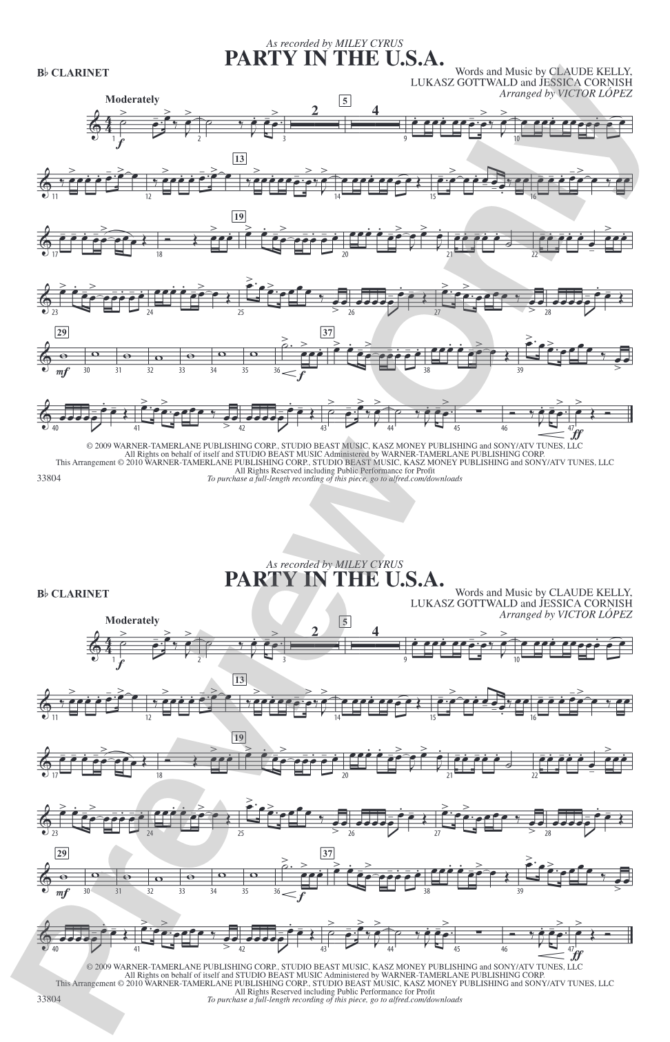 Party in the U.S.A.: 1st B-flat Clarinet