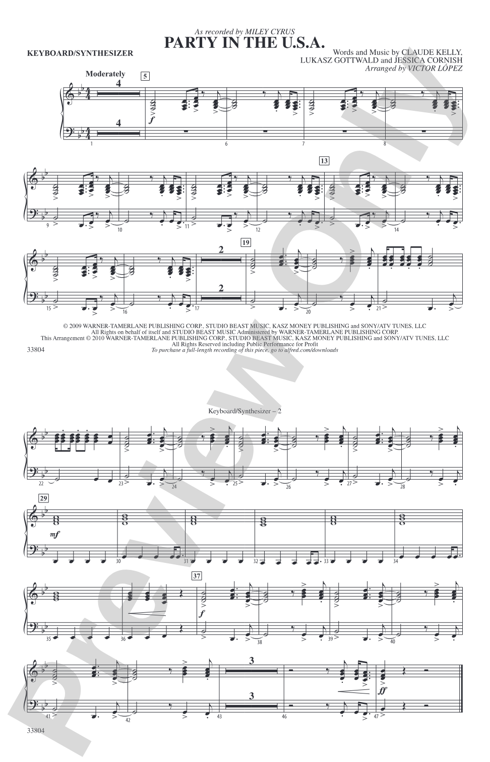 Party in the U.S.A.: Keyboard/Synthesizer