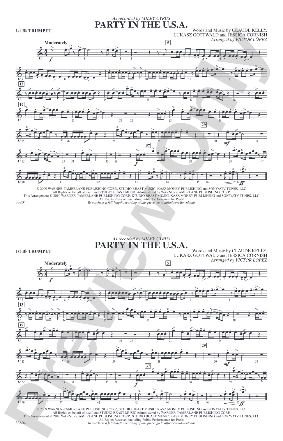 Party in the U.S.A.: 1st B-flat Trumpet