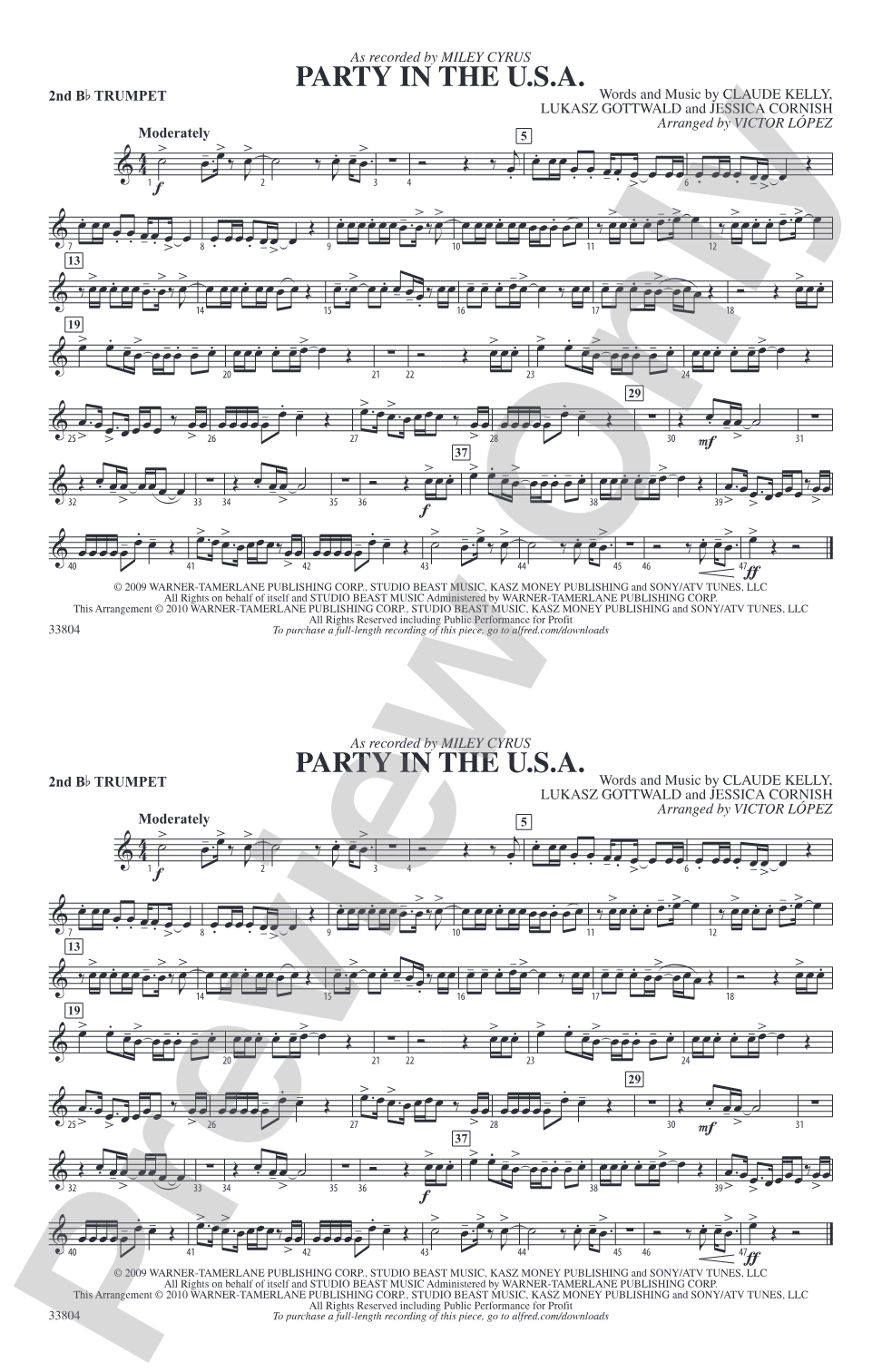 Party in the U.S.A.: 2nd B-flat Trumpet