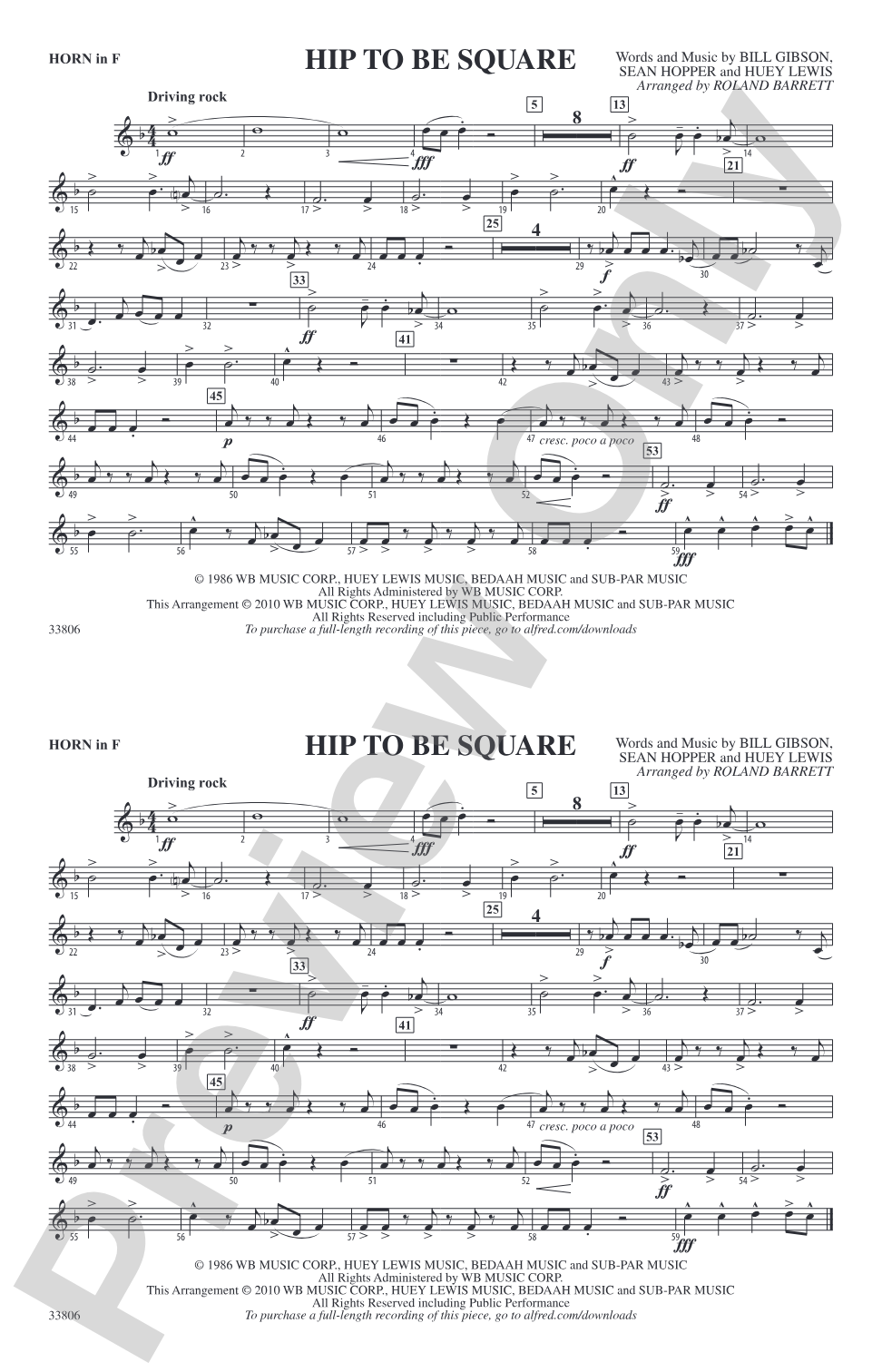 Hip to Be Square: 1st F Horn