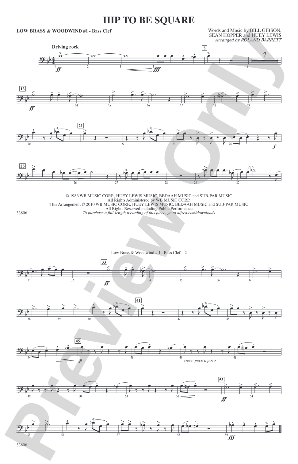 Hip to Be Square: Low Brass & Woodwinds #1 - Bass Clef