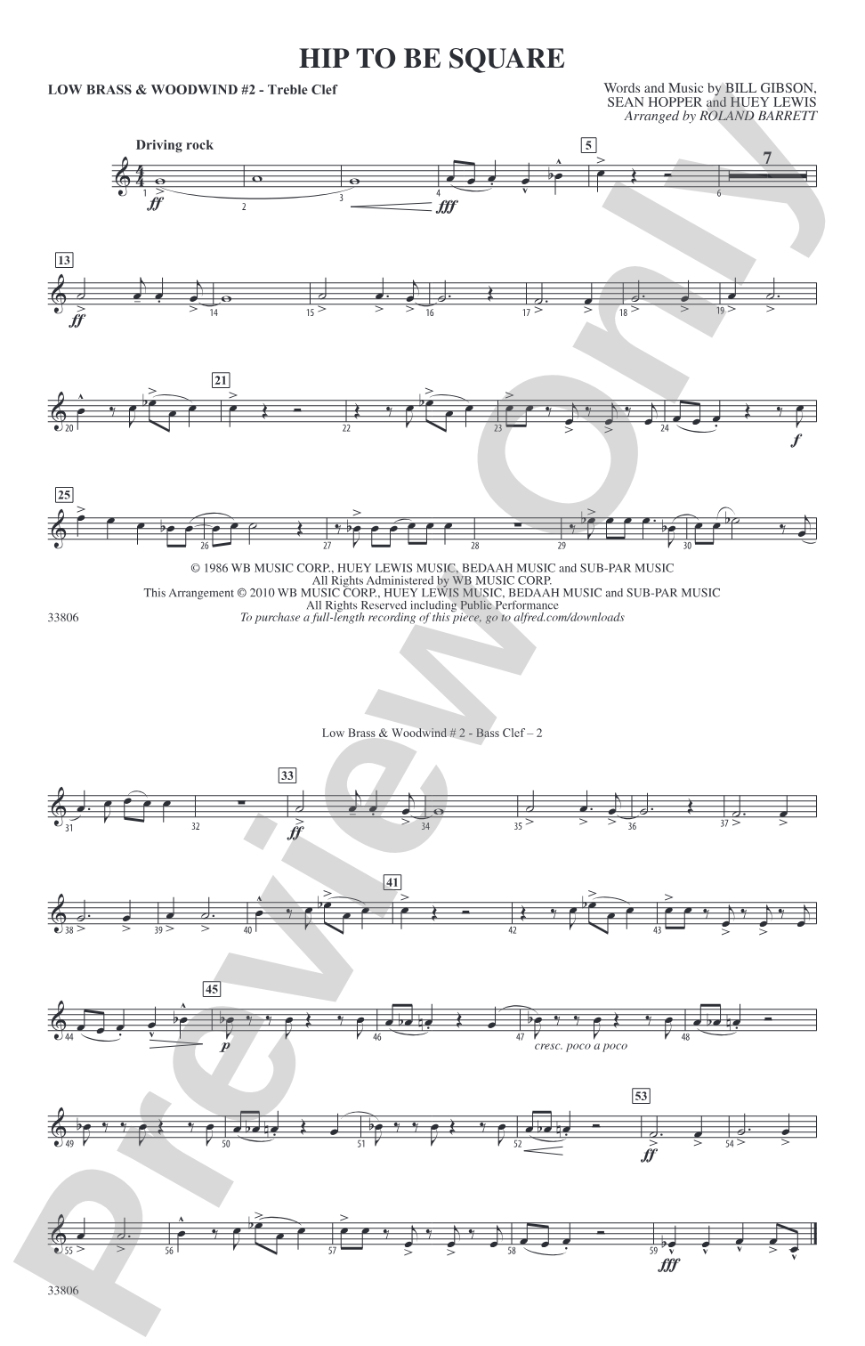 Hip to Be Square: Low Brass & Woodwinds #2 - Treble Clef