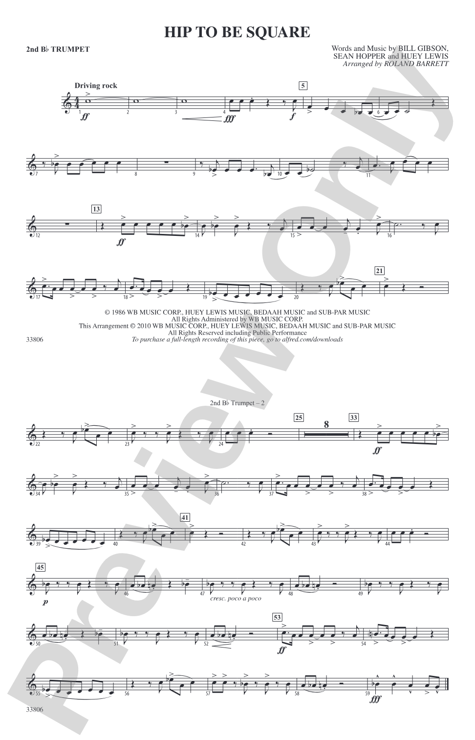 Hip to Be Square: 2nd B-flat Trumpet