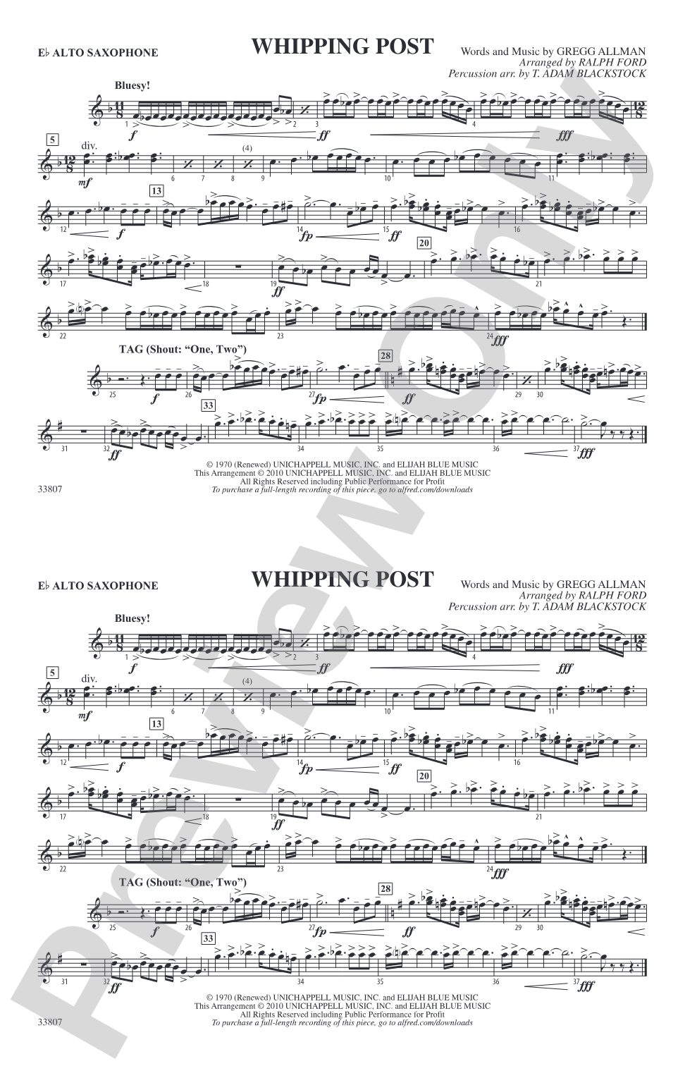 Whipping Post: E-flat Alto Saxophone
