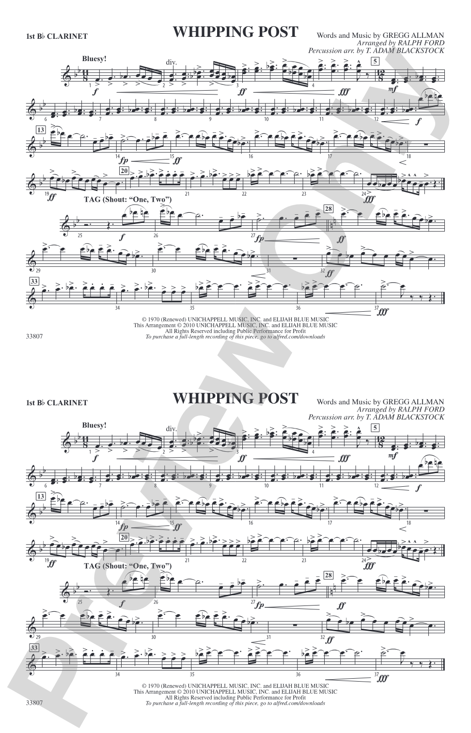 Whipping Post: 1st B-flat Clarinet