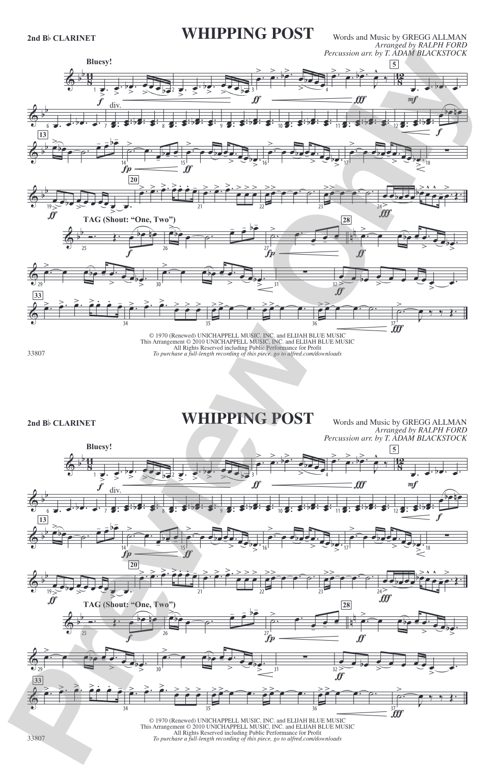 Whipping Post: 2nd B-flat Clarinet