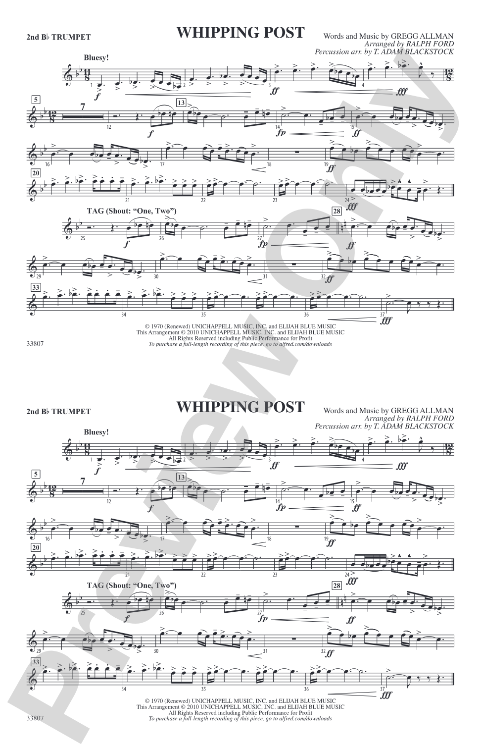 Whipping Post: 2nd B-flat Trumpet