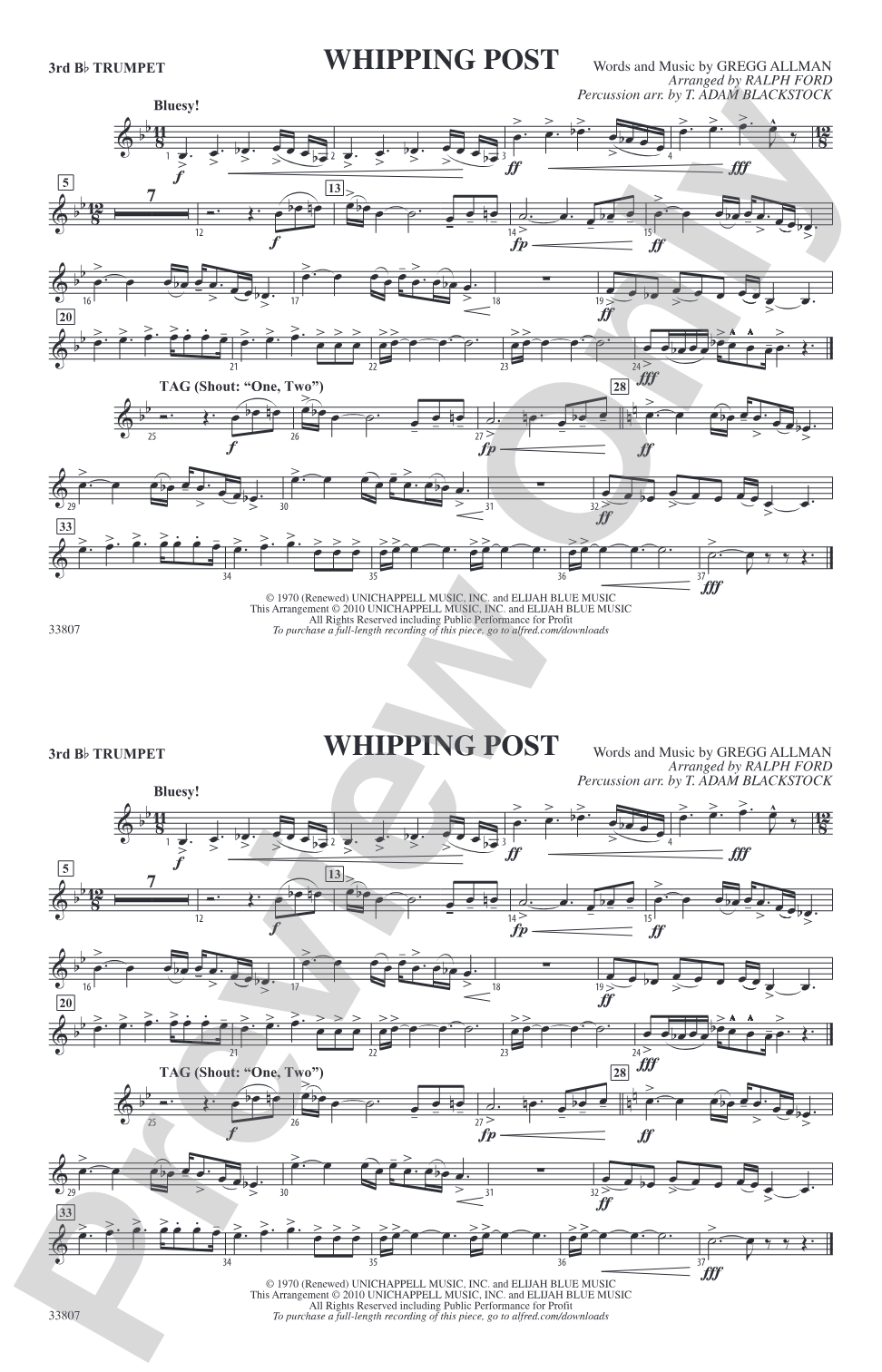 Whipping Post: 3rd B-flat Trumpet