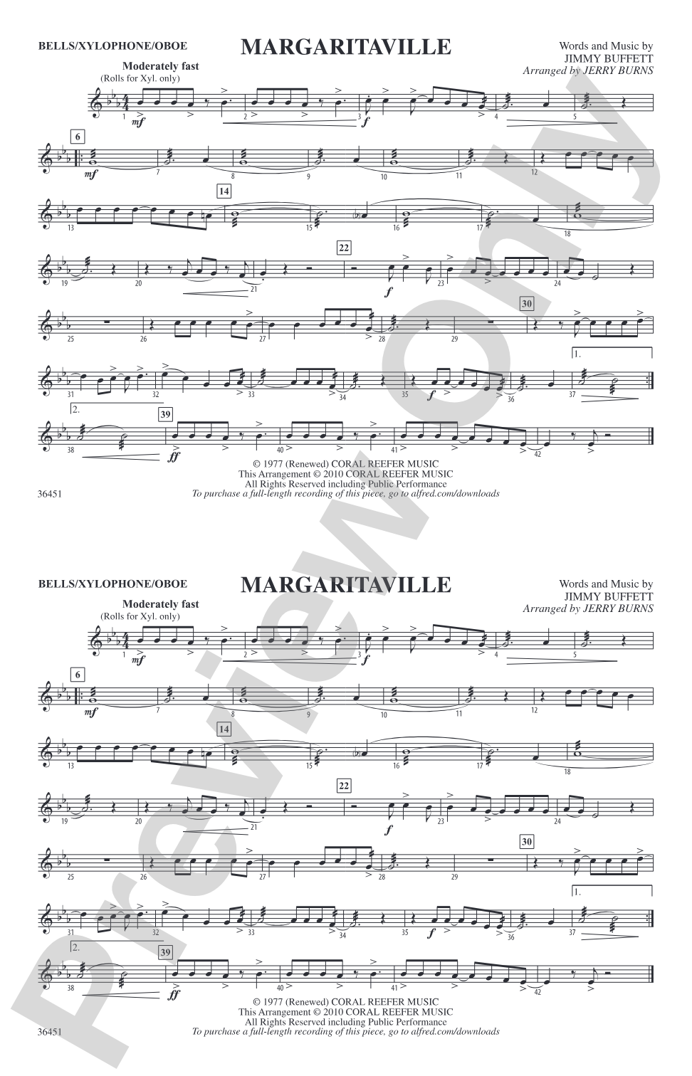 Margaritaville: Bells/Xylophone/Oboe