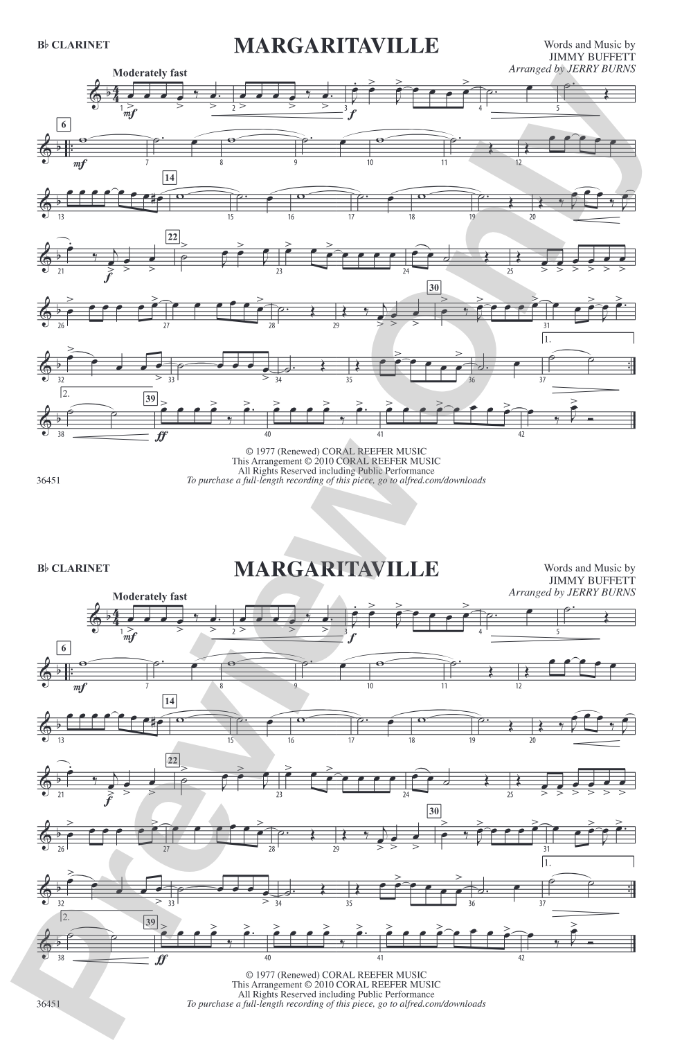 Margaritaville: 1st B-flat Clarinet