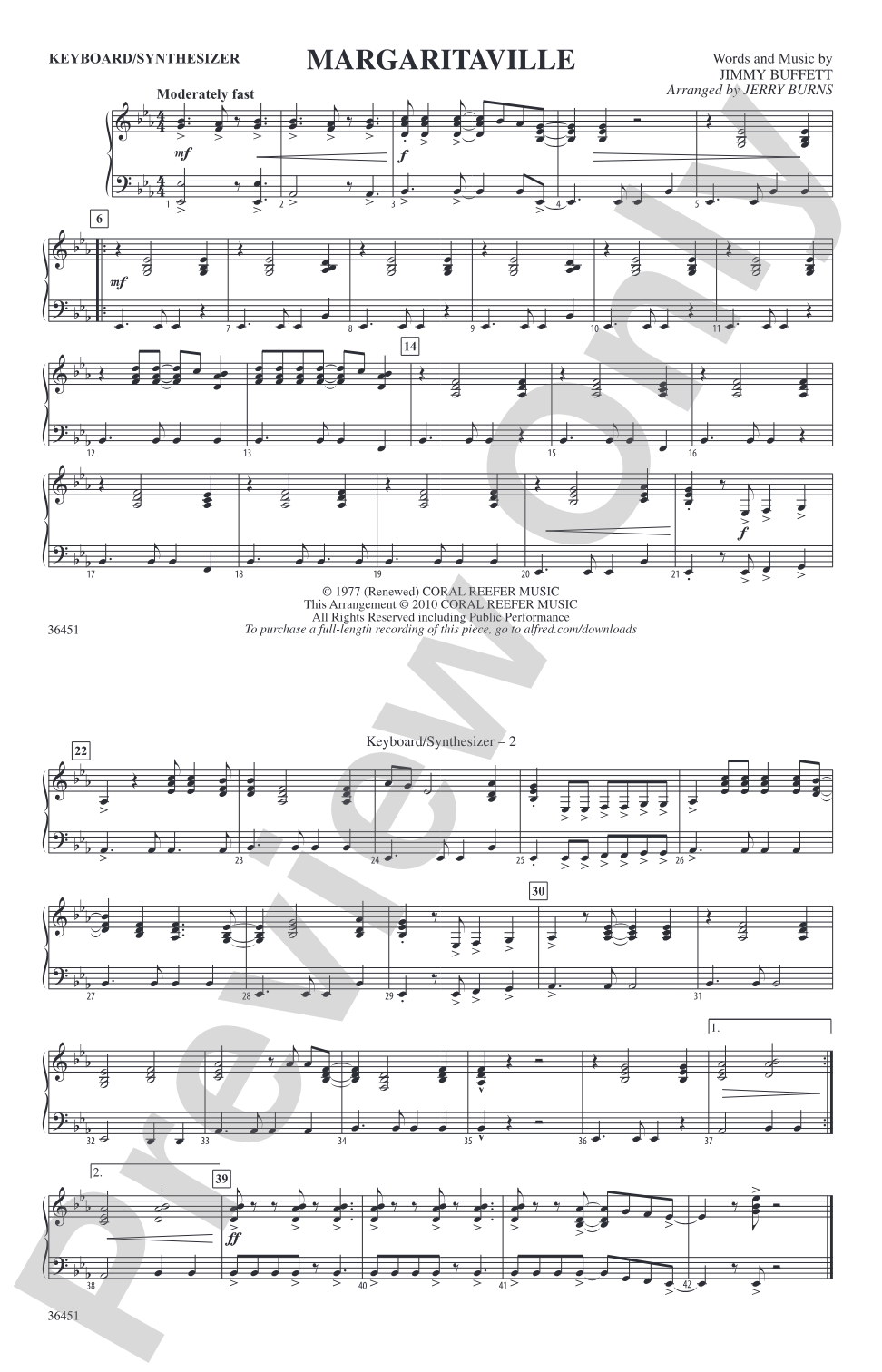 Margaritaville: Keyboard/Synthesizer