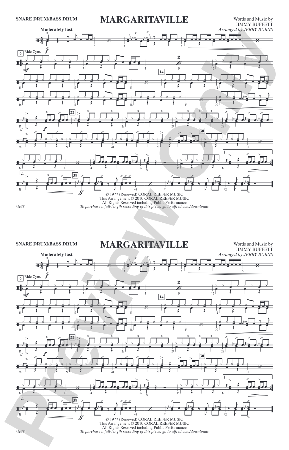 Margaritaville: Snare Drum/Bass Drum