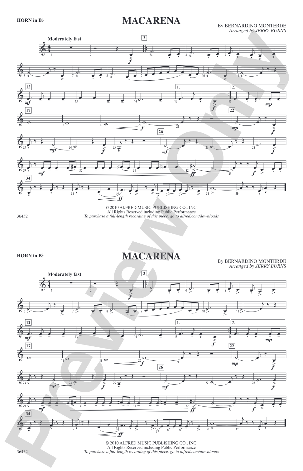 Macarena: Horn in B flat