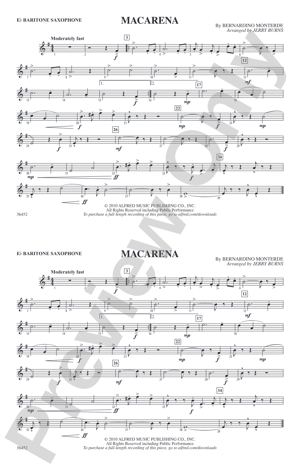 Macarena: E-flat Baritone Saxophone