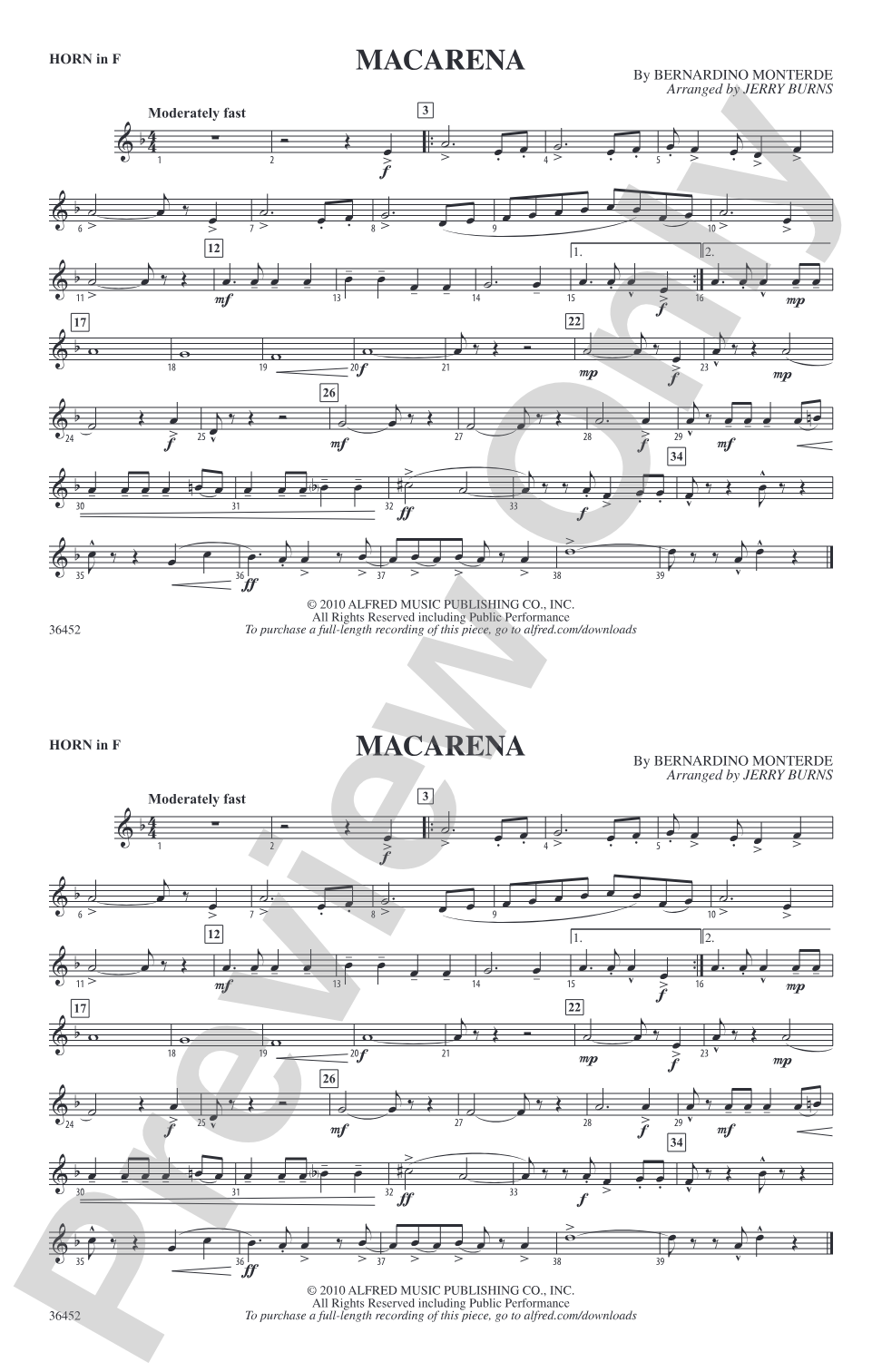 Macarena: 1st F Horn