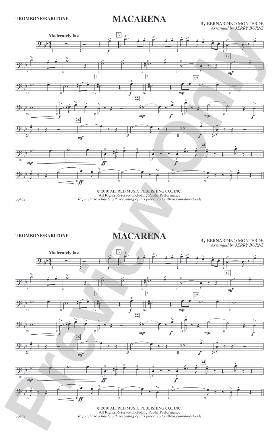 Macarena: 1st Trombone