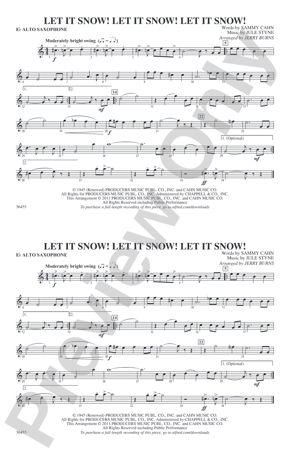 Let It Snow! Let It Snow! Let It Snow!: E-flat Alto Saxophone
