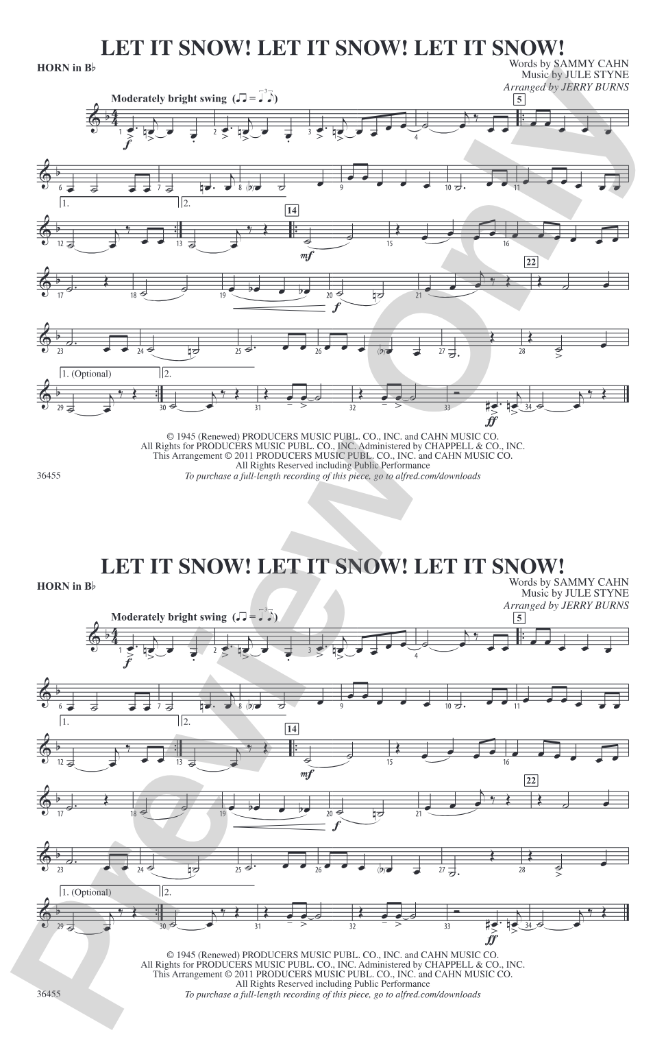 Let It Snow! Let It Snow! Let It Snow!: Horn in B flat