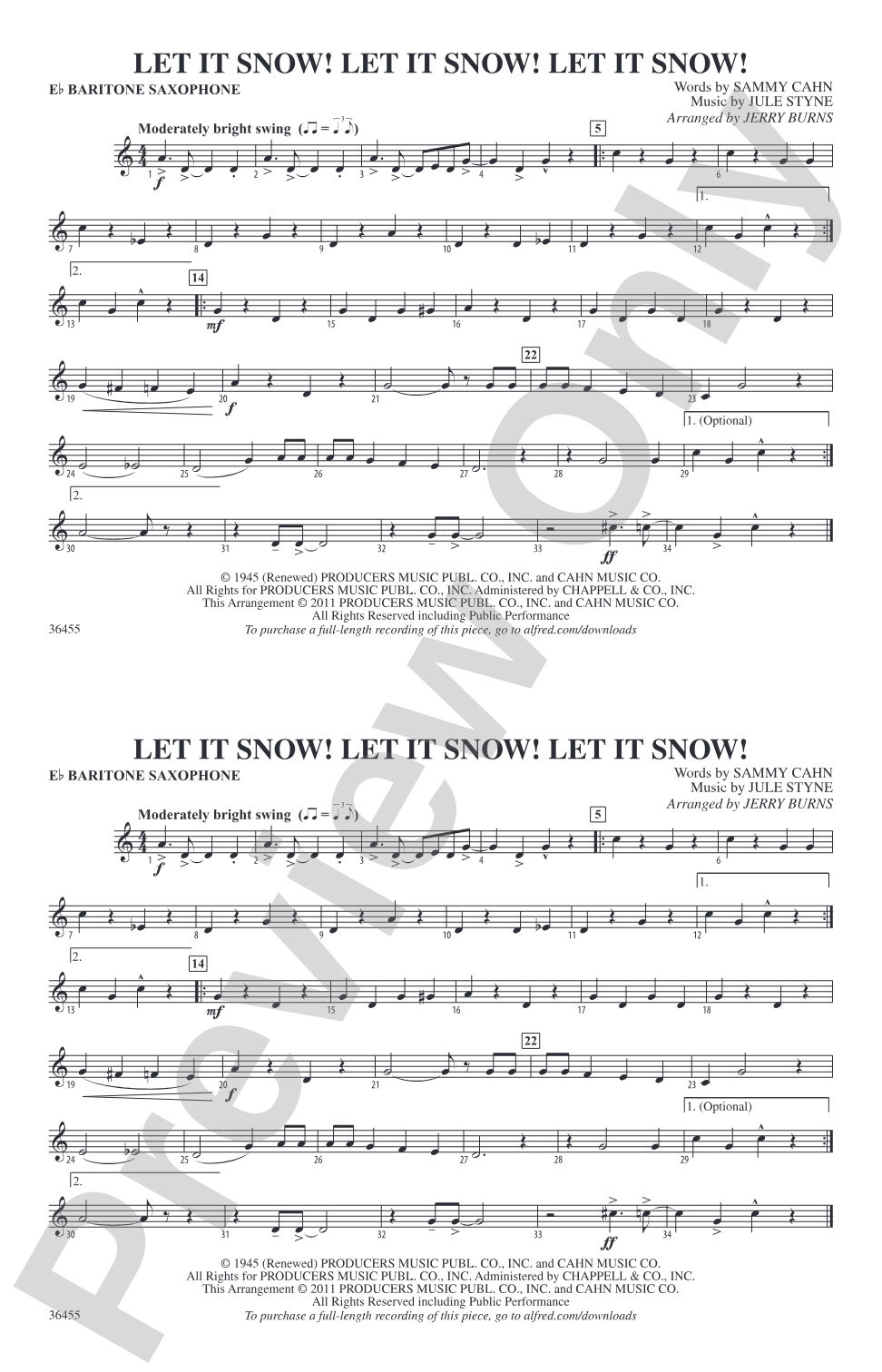 Let It Snow! Let It Snow! Let It Snow!: E-flat Baritone Saxophone