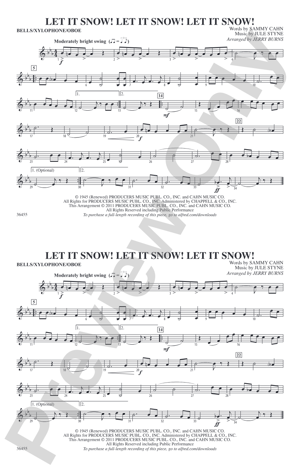 Let It Snow! Let It Snow! Let It Snow!: Bells/Xylophone/Oboe