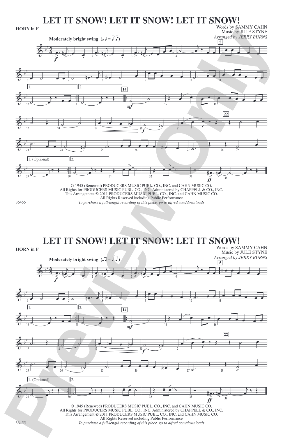Let It Snow! Let It Snow! Let It Snow!: 1st F Horn