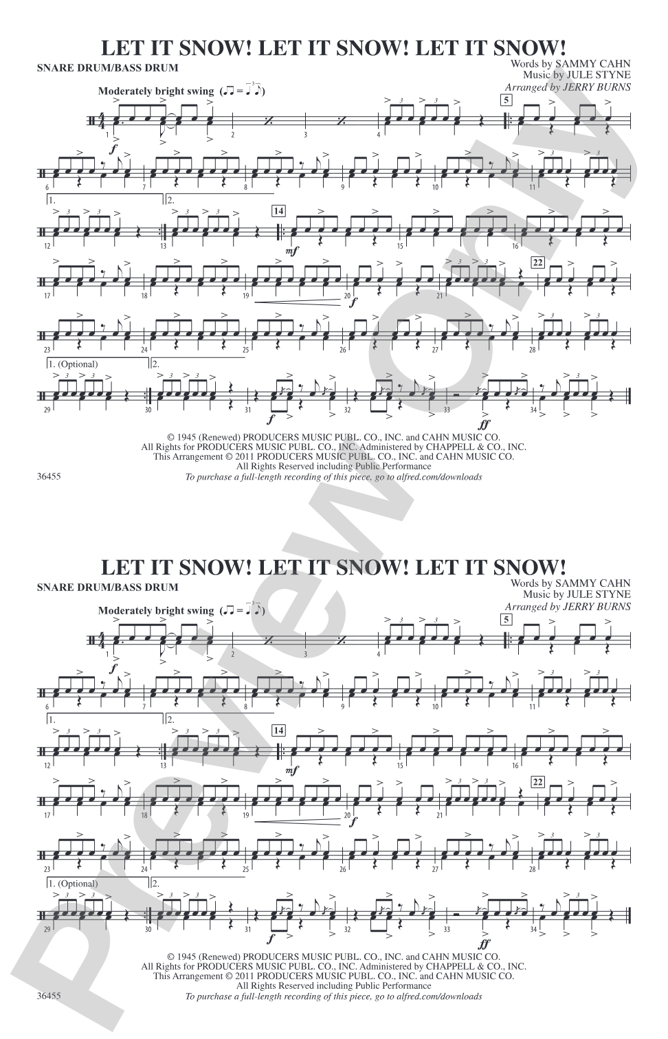 Let It Snow! Let It Snow! Let It Snow!: Snare Drum/Bass Drum