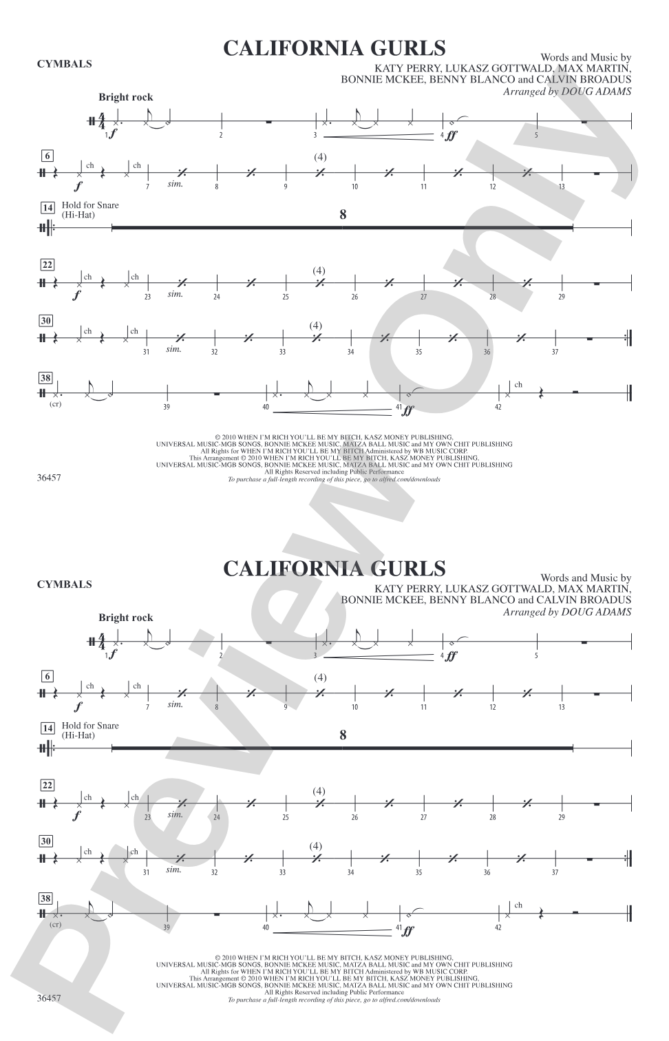 California Gurls: Cymbals