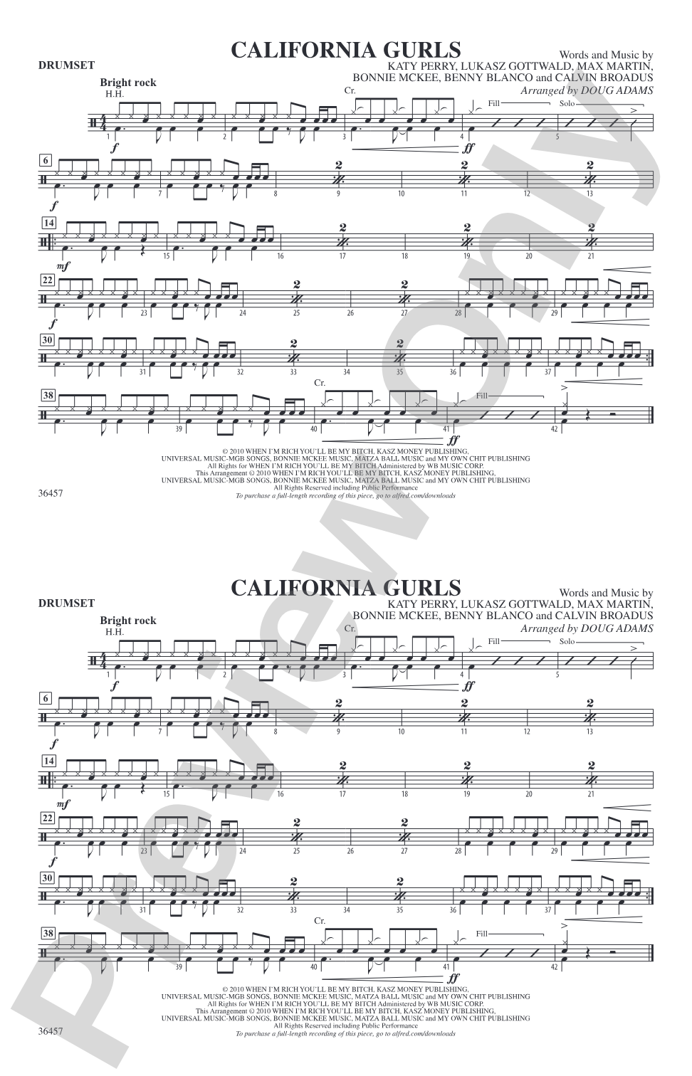 California Gurls: Drumset