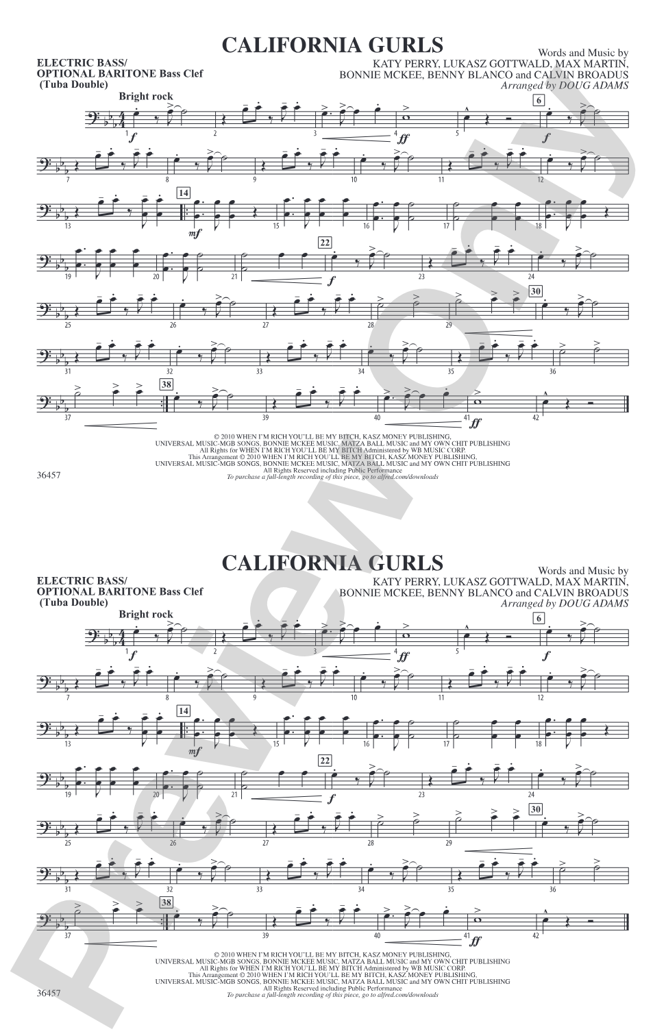 California Gurls: Electric Bass
