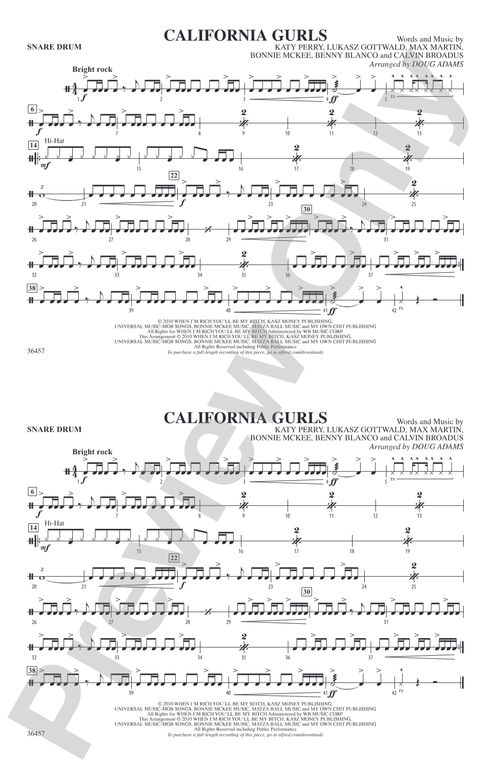 California Gurls: Snare Drum