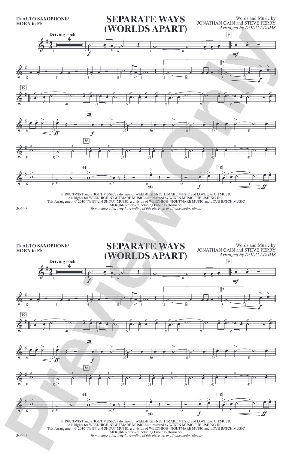 Separate Ways (Worlds Apart): E-flat Alto Saxophone