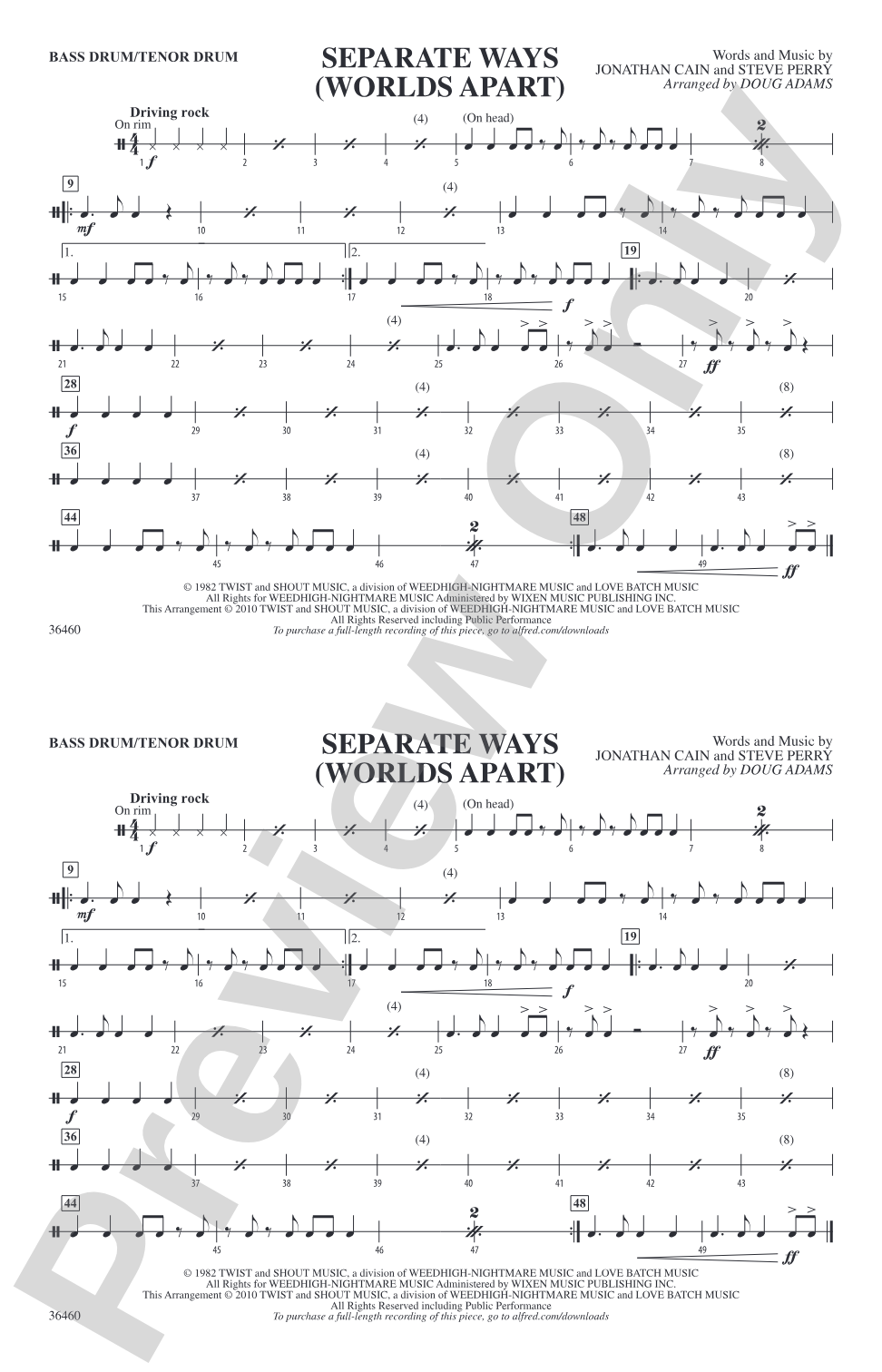 Separate Ways (Worlds Apart): Bass Drum/Tenor Drum