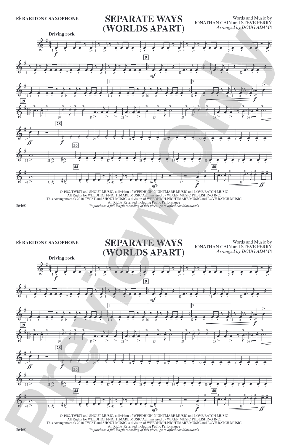 Separate Ways (Worlds Apart): E-flat Baritone Saxophone