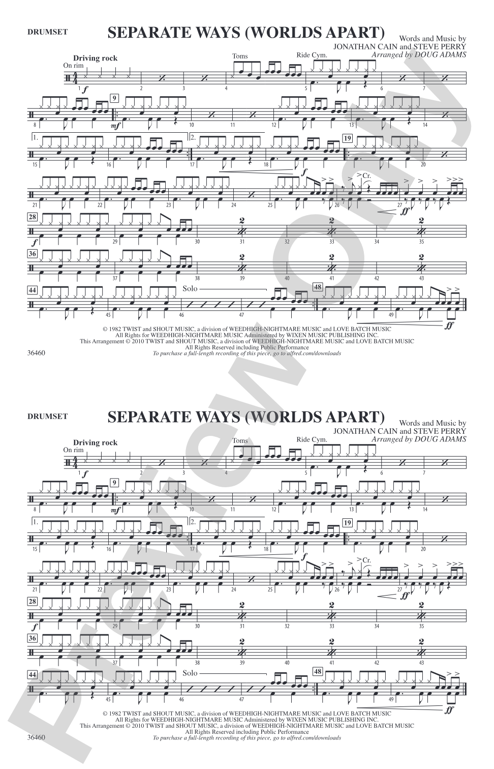 Separate Ways (Worlds Apart): Drumset