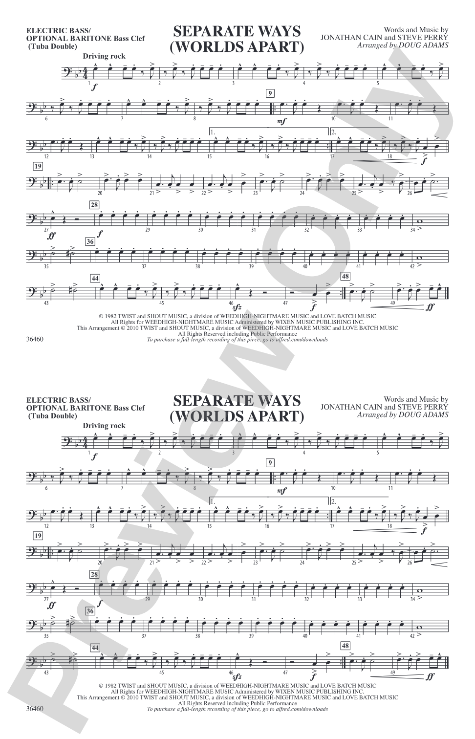 Separate Ways (Worlds Apart): Electric Bass