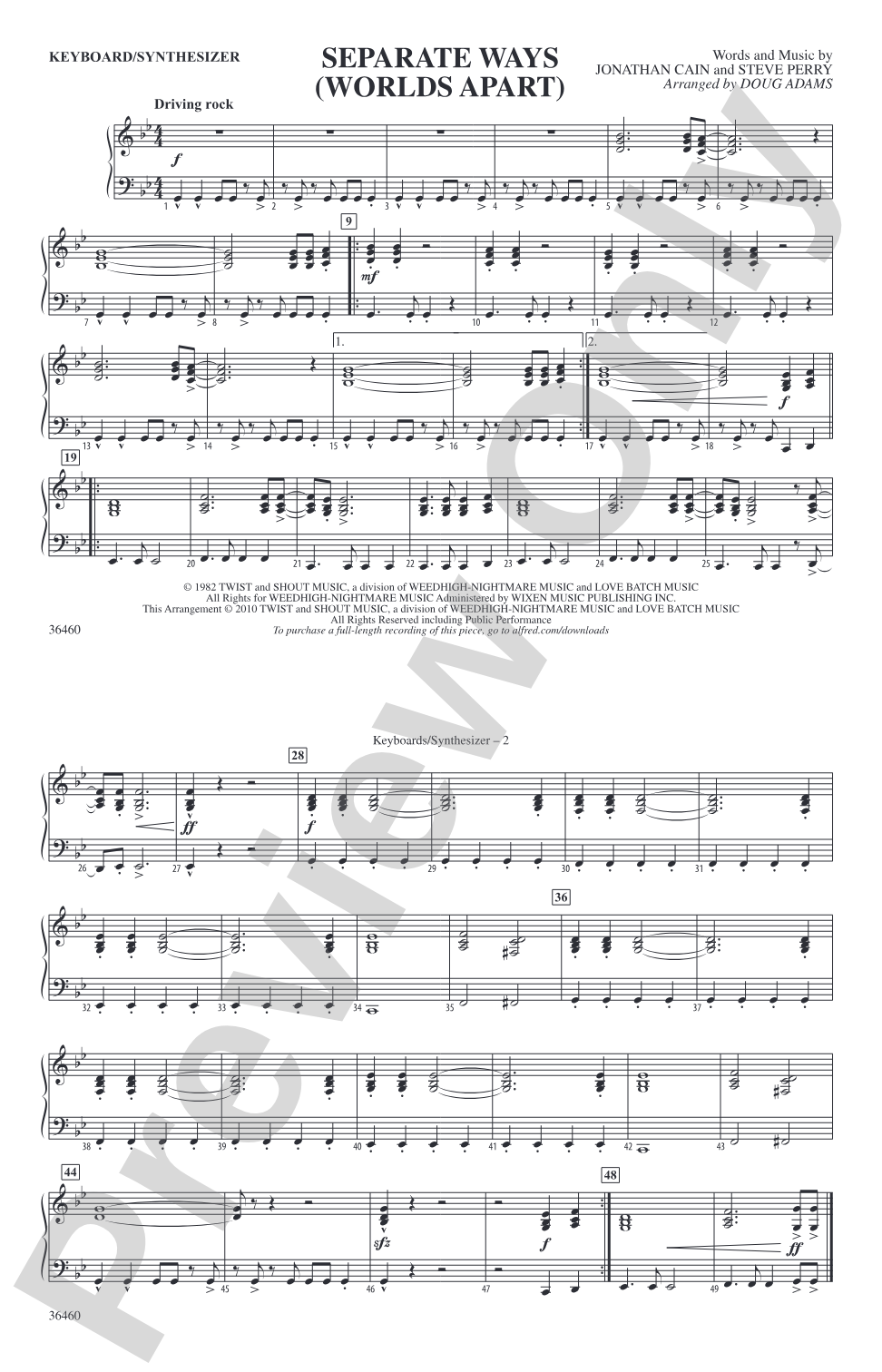Separate Ways (Worlds Apart): Keyboard/Synthesizer