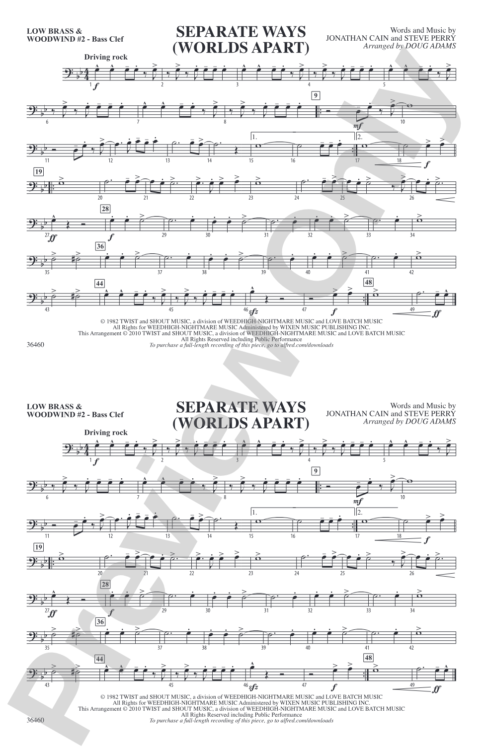 Separate Ways (Worlds Apart): Low Brass & Woodwinds #2 - Bass Clef