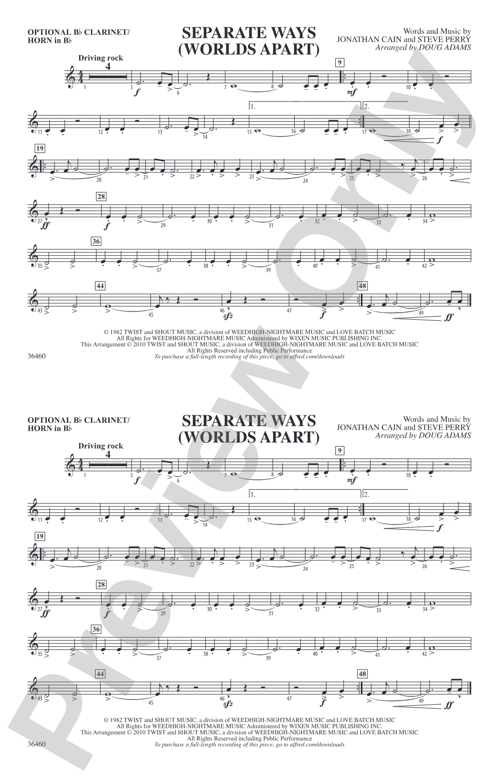 Separate Ways (Worlds Apart): Optional Bb Clarinet/Horn in Bb