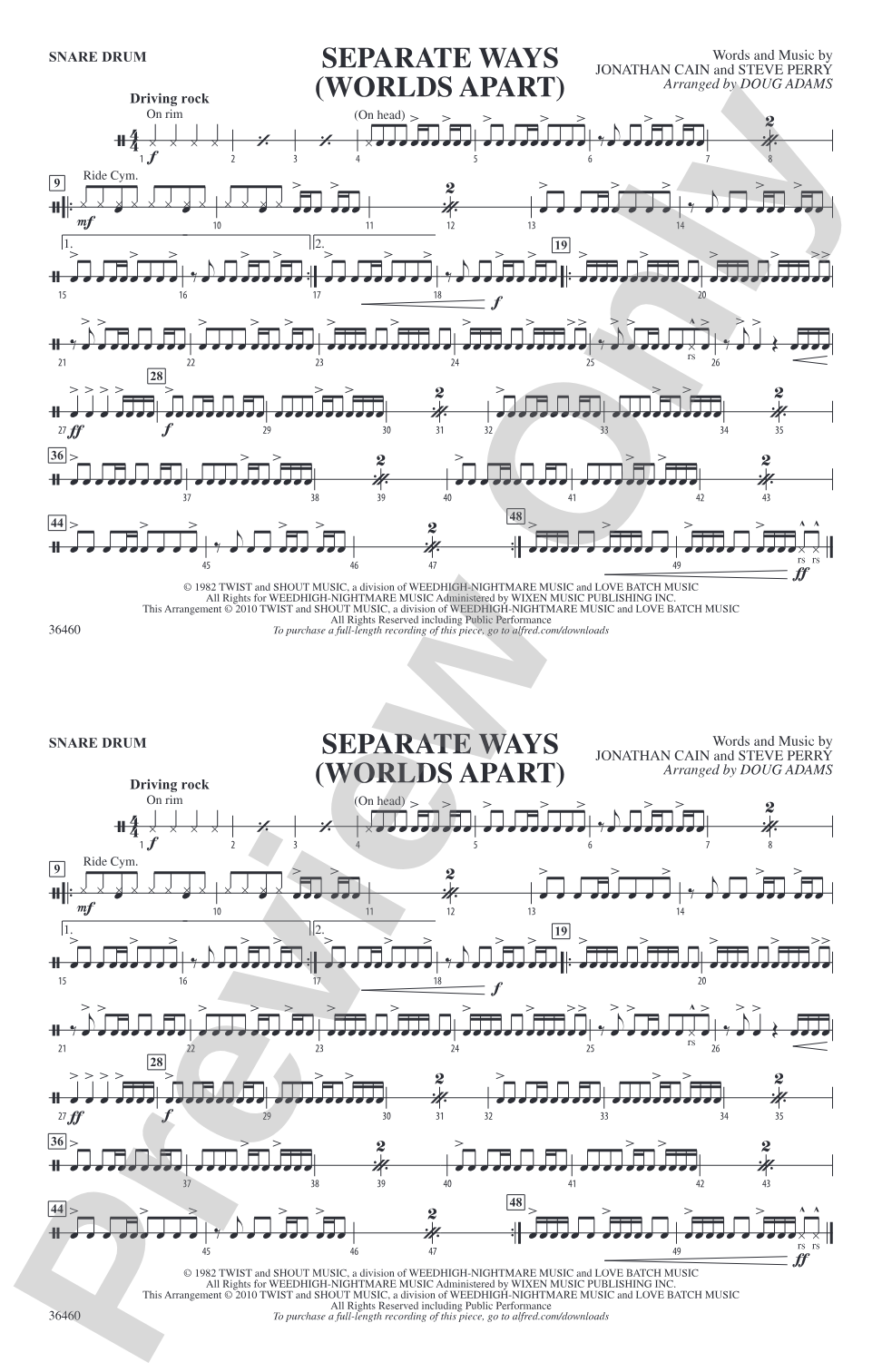 Separate Ways (Worlds Apart): Snare Drum