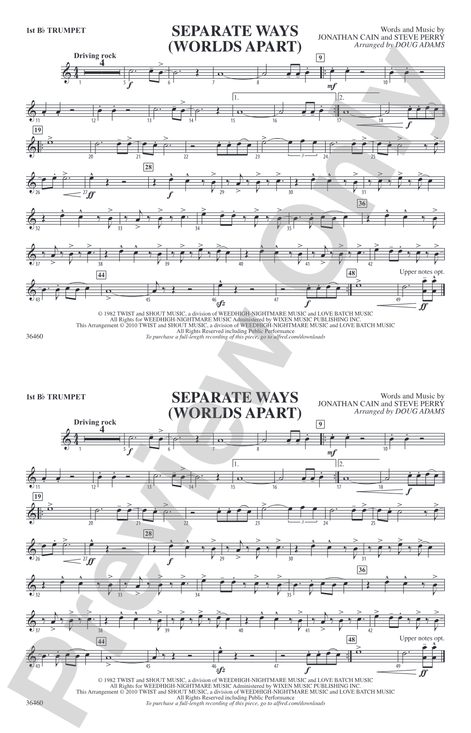 Separate Ways (Worlds Apart): 1st B-flat Trumpet