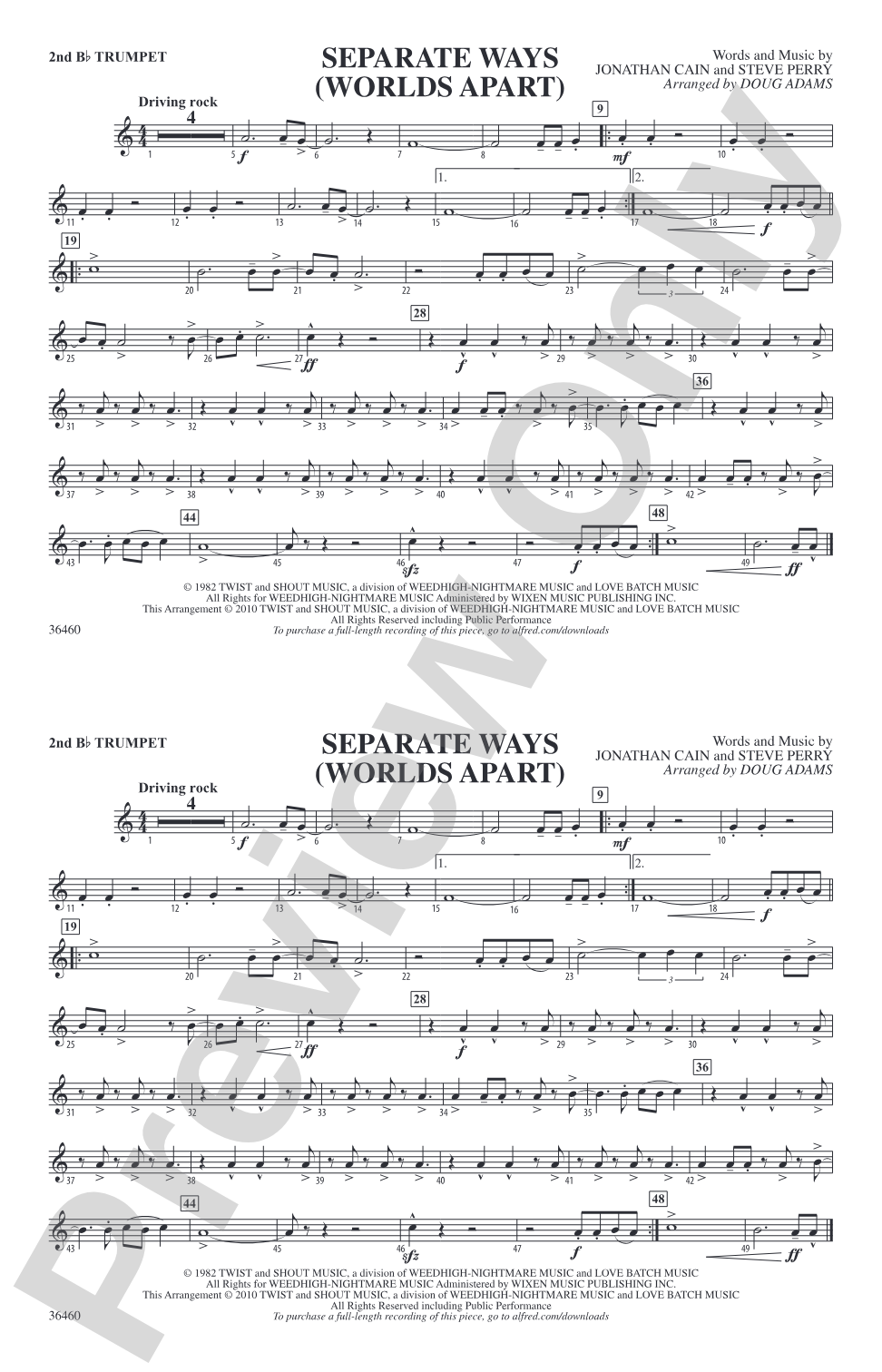 Separate Ways (Worlds Apart): 2nd B-flat Trumpet